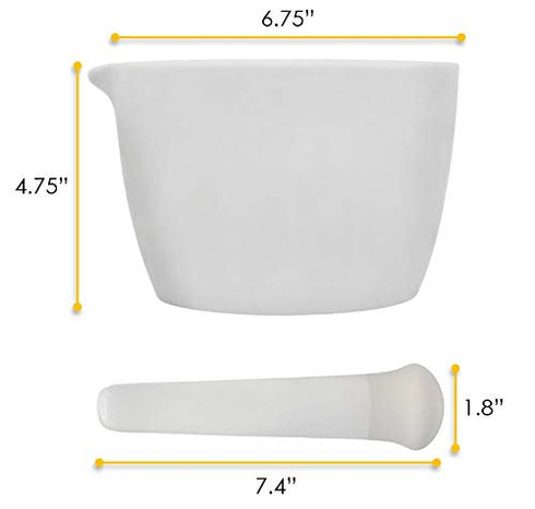 Set, 25oz (750ml) EISCO Porcelain Mortar & Pestle - Heavy Duty - Unglazed Grinding Surface - Excellent for Kitchen