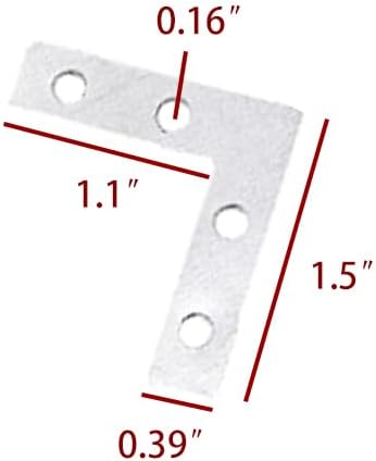 LannuMet 50pcs 1.5" 1.5"Corner L-Shape x Brace Shelves Repair Plates Corner Brace Brackets for Photo Frame
