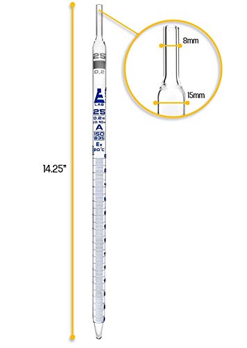 EISCO Serological Pipette, 25ml - Class A, Blue Graduations, Calibrated for Delivery to Jet
