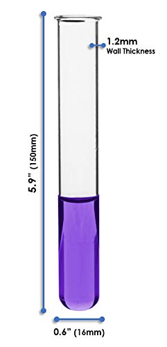EISCO 48PK Test Tubes, 20ml, Borosilicate 3.3 Glass, 1.2mm Thick Walls, 5.9" Tall