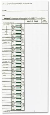 Acroprint Time Card for Model ATT310 Electronic Totalizing Time Recorder, Weekly, 200/Pack