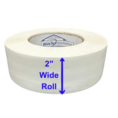 2'' Wide x 196' Long White Vapor Barrier Tape for Garage Door Insulation, Repair, and Underlayment Seams