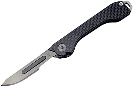 Folding Scalpel Knife with Carbon Fiber Handle, 10 Replaceable Blades, EDC Pocket Knife for 22/23/24 blade