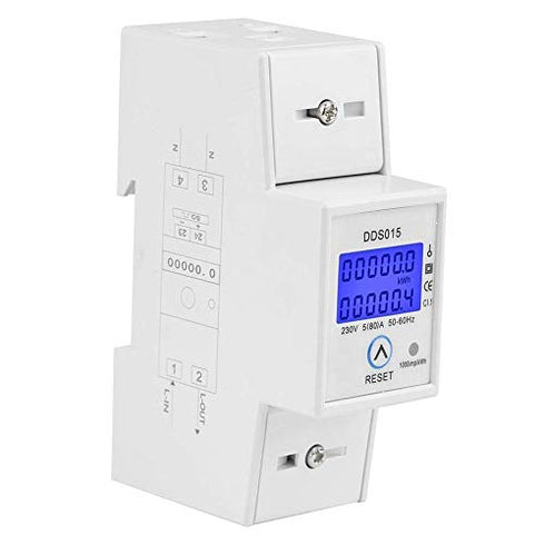 Single Phase Energy Meter, 5-80A 230V 50Hz LCD KWh Watt Meter, DDS015