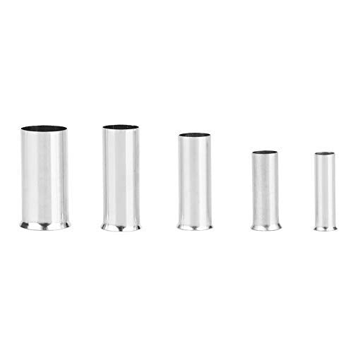 Fdit 125Pcs Non-Insulated Ferrule Copper Crimp Terminals Assortment Kit, 1/2/4/5/7 AWG for Electrical Wire