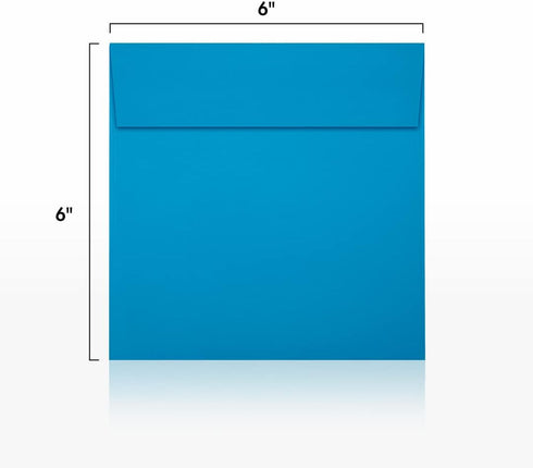 LUXPaper Square Invitation Envelopes, 6" x 6", Pool Blue, 80lb. Text, 50 Qty, Peel & Press
