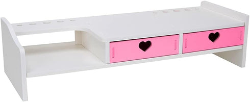Kawaii Desk Organizer with Drawers, Cute Monitor Riser Stand for PC, Laptop, Printer