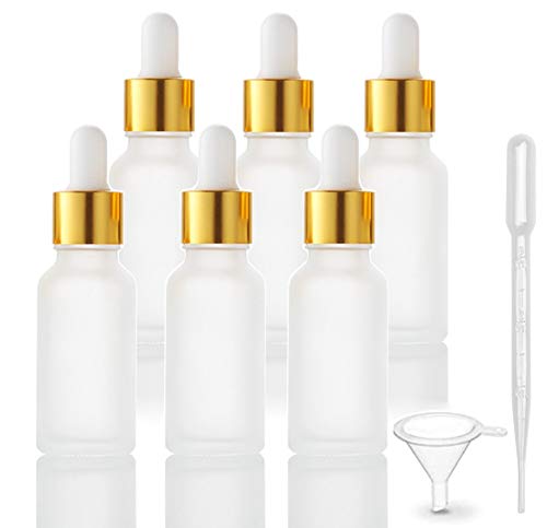 6 Pack Dropper Bottle for Essential Oils, 15ml Empty Liquid Holder with Glass Eye Dropper and Golden Caps