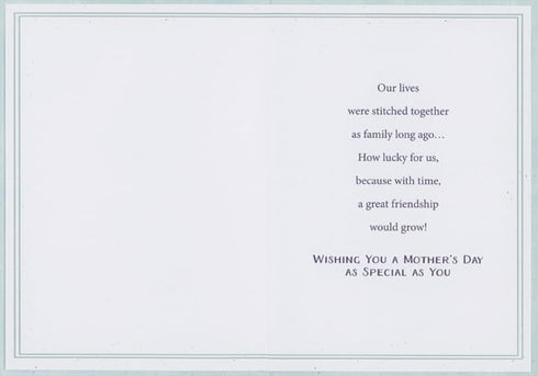 Floral Border Mom Pendant on Light Blue Mother's Day Card