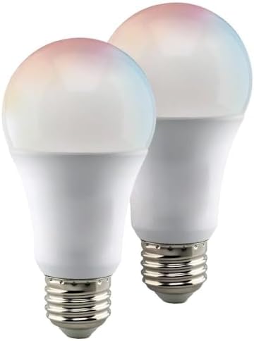 Satco 10W 2700-5000K A19 Medium Base LED Starfish IOT Replacement Lamp (Pack of 2)-4.57 Inches Tall and 2.36 Inches Wide by Satco