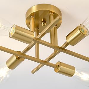 4-Light E26 (1 Pack) EGM Gold Semi Flush Mount Ceiling Light, Modern Kitchen Light Fixture with Base, Ceiling Lamp