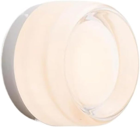 Eberow Modern Wall Sconce,Thick Glass Shade LED Fixture,Minimalist Round Wall Lamp for Bathroom
