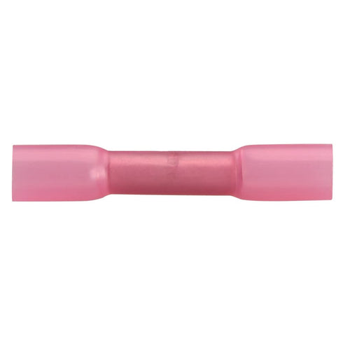 Butt Splice Connector Heat Shrinkable Insulated, BHT1.25, 0.5-1.5mm² (22-16 AWG), Electrical Cable Crimp Tube, Red, 50