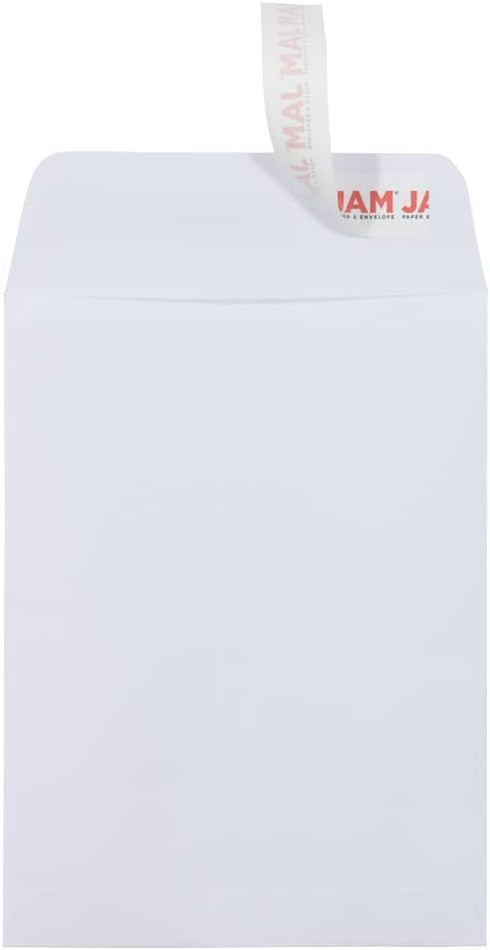 JAM PAPER 5 1/2 x 7 1/2 Open End Catalog Commercial Envelopes, White with Peel and Seal Closure, 50/Pack