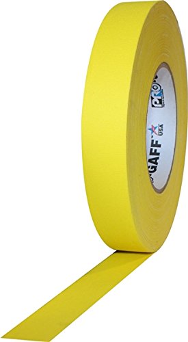 ProTapes Pro Gaff Premium Matte Cloth Gaffer's Tape, 1" Width, 55 yds Length, 11 mils Thick, Yellow (Pack of 1)