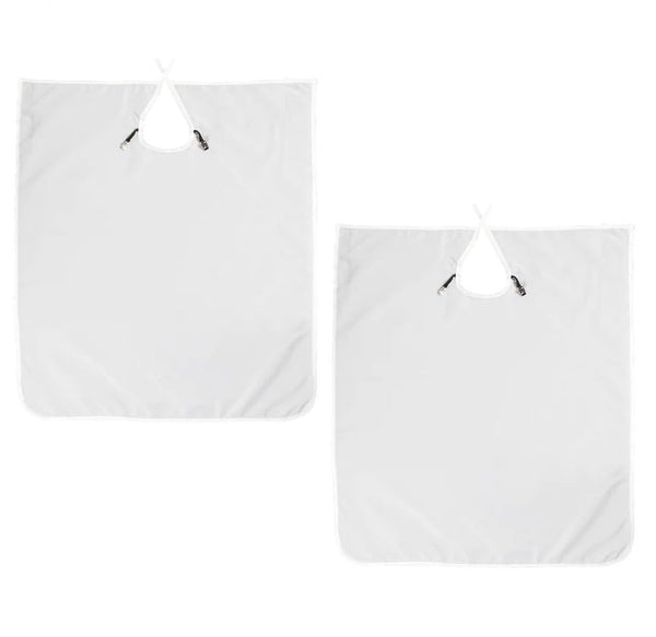 AmeriCan Goods 2/Pk Dental Patient Barrier Apron White Poliester Apro with Holder Clips for