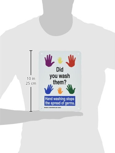 Brady 128448 Personal Hygiene Sign, "Did You Wash Them? Hand Washing Stops.", 10" x 7", Multi-Color