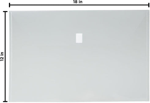 JAM PAPER Plastic Envelopes with Hook & Loop Closure - Jumbo Booklet - 12 x 18 - Clear - 3/Pack
