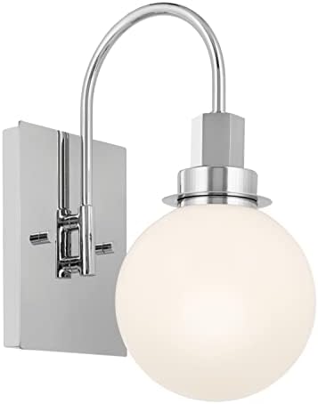 11.5 Inch 1 11.5x9x5.75 Kichler Hex Light Wall Sconce with Opal Glass in Chrome