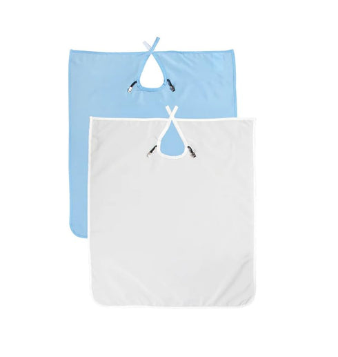 AmeriCan Goods 2/Pk 27" 30" Dental Patient Barrier Apron White Poliester Apro with Holder Clips for Bibs Ankle Length W