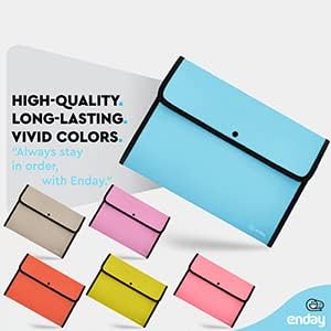 Square Flap Document Holder Blue - Expanding File Folder, A4 Letter Size Reusable Filling Envelopes, Snap Closure Wallet