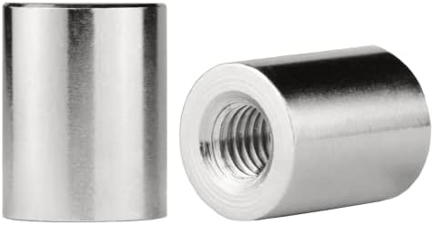 2-Pack 5/8" Set, 1/4-27 Lamp Finials (Silver Cylinder, Tall), Secure Lampshade to Table/Floor Lamps, Decorative