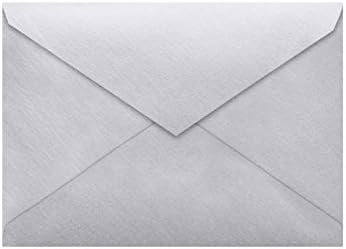 LUXPaper Lee BAR Envelopes, 80 lb. Silver Metallic, Printable Pointed Flap for Wedding Invitations, 50 Pack, 5 1/4 x 7