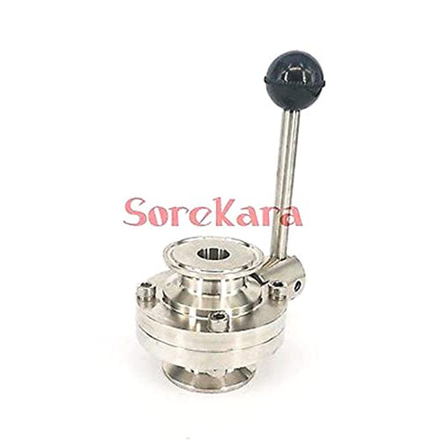 DIYNoLab 3/4" 19mm SS304 1.5" Stainless Steel Sanitary Tri Clamp Butterfly Valve Brew Beer Dairy Product