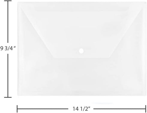 JAM PAPER Plastic Envelopes with Snap Closure - Legal Booklet - Clear - 12/Pack