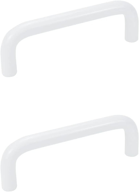 2Pcs 4.13" Arch Bow Cabinet Pull, Aluminum Closet Door Hardware Handle, Hole Dia.3.78"/96mm, White