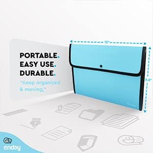 Square Flap Document Holder Blue - Expanding File Folder, A4 Letter Size Reusable Filling Envelopes, Snap Closure Wallet