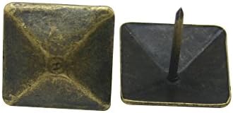 Metal 0.75" Square Cone Antique Brass Pointed Head Nail Hardware Upholstery Clavos (Pack of 30)