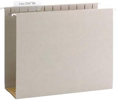 Smead TUFF Extra Capacity Box Bottom Hanging Folder, 4" Expansion, Letter Size, Steel Gray, 18 per Box