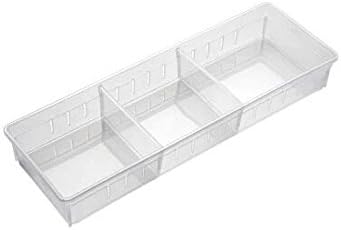 Desk Drawer Organizer Tray with Adjustable Dividers, Set of 4 (2 Large + 2 Small) for Makeup, Pens, Flatware