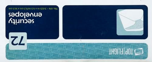 Top Flight Boxed Security Envelopes, 3.5/8 x 6.5 Inches, White with Security Lining, 72 Envelopes