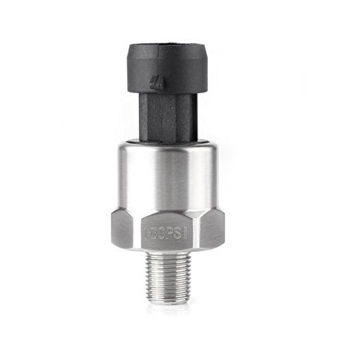 Pressure Transducer Sender Sensor for Oil Fuel Air Water, 1/8" NPT Thread Stainless Steel, 100 PSI