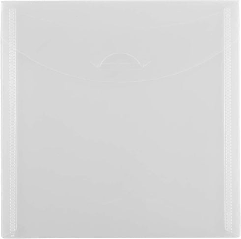 JAM PAPER Plastic Envelopes with Tuck Flap Closure, Square, 6 1/8 x 6 1/8, Clear, 12/Pack