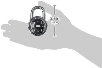 NU-SET 2-Inch Laminated Steel Combination Padlock with Single Spin Dial for Door Security, Black