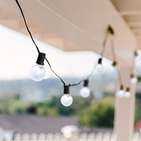 25Ft G40 27 Bulbs, LED Outdoor String Lights Frosted White Globe Patio Lights Waterproof with Shatterproof LED Hanging