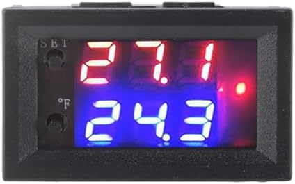 DC 12V All Purpose Digital Temperature Controller Thermostat with Sensor, Programmable Dual Color LED Display