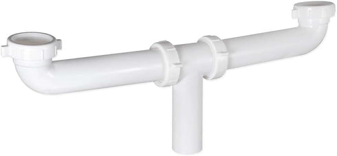EZ-Flo 1-1/2 Inch x 16 Inch Kitchen Sink End Waste Center Outlet with Baffle, White Polypropylene, Slip Joint Connection