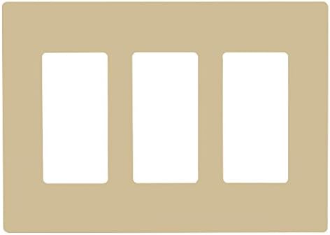 ENERLITES Screwless Decorator Wall Plate Child Safe Outlet Cover, Size 3-Gang 4.68" H x 6.53" L, Unbreakable Polycarbonate Thermoplastic, SI8833-I, Glossy, Ivory by ENERLITES