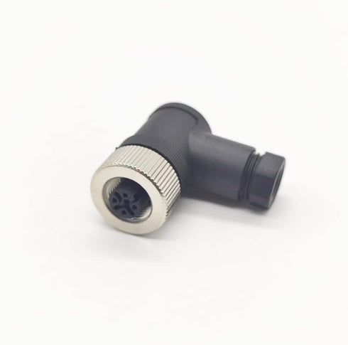 M12 5 Pin Female Connector, 12mm A Code Industrial Circular Connector, IP67 Right Angle Type Adapter