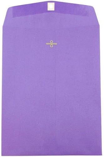 JAM PAPER 9 x 12 Colored Envelopes with Clasp Closure - 100/Pack - Violet Purple Recycled