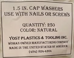 Yost Plastics 1.5 in Black Plastic Cap Washers, 250 Qty, Use with Nails or Screws, Made in The USA