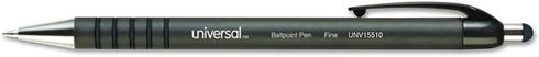 Universal UNV15510 1 mm Black Barrel Retractable Ballpoint Pens, Medium, Black, 1 Dozen