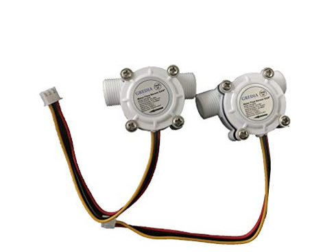 3/8" Food-Grade Water Flow Sensor Switch Hall Effect Flowmeter Fluid Meter Counter 0.3-10L/min (Pack of 2)
