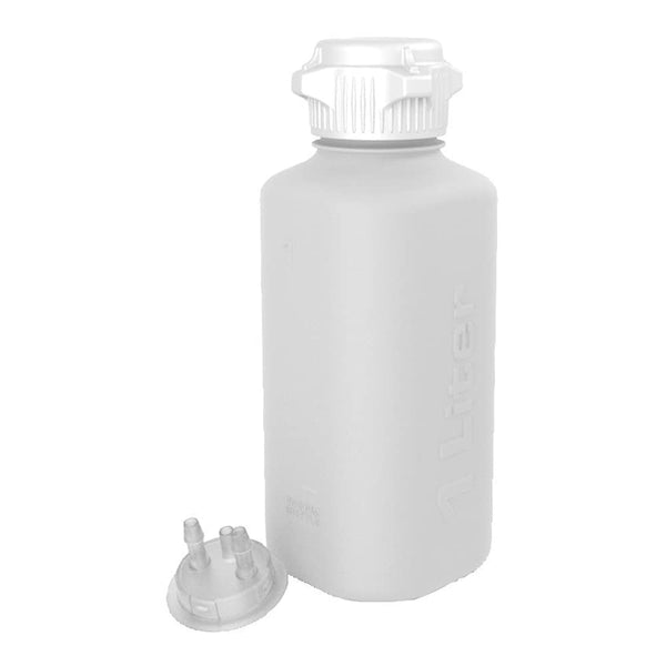 1L Heavy Duty Polypropylene Vacuum Bottle with 53mm Tangle Free VersaCap, Two Hose Barbs and Sealable Vent Port