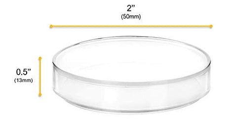 EISCO Plastic Petri Dish with Lid - 2" Diameter, 0.5" Depth - Reusable Translucent Polypropylene