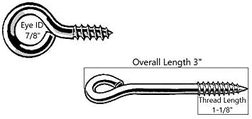 Eye Lag Screw Zinc, 1/4 x 3, 4 Pieces, 014973454258